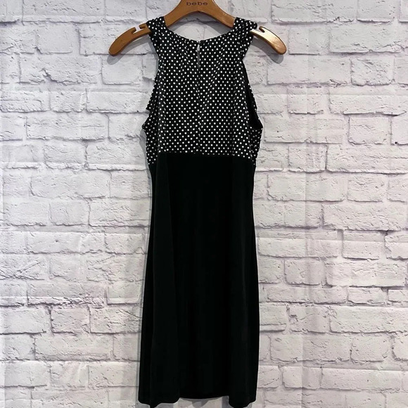 Enfocus Studios Black White Polka Dots‎ Sleeveless Ruffle Dress - Picture 2 of 9